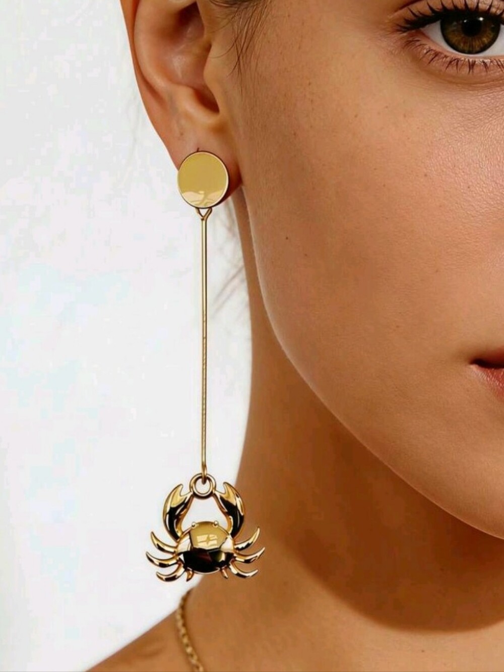 NEW!! Gold Small Crab Dangle Drop Post Earrings - Elegant Women's Jewelry